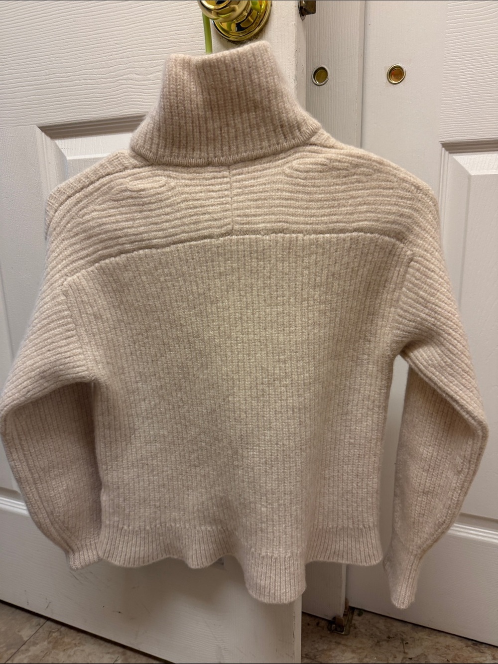 Everlane Cream Ribbed Half-Zip Turtleneck Wool Sweater Size Small - Picture 5 of 5